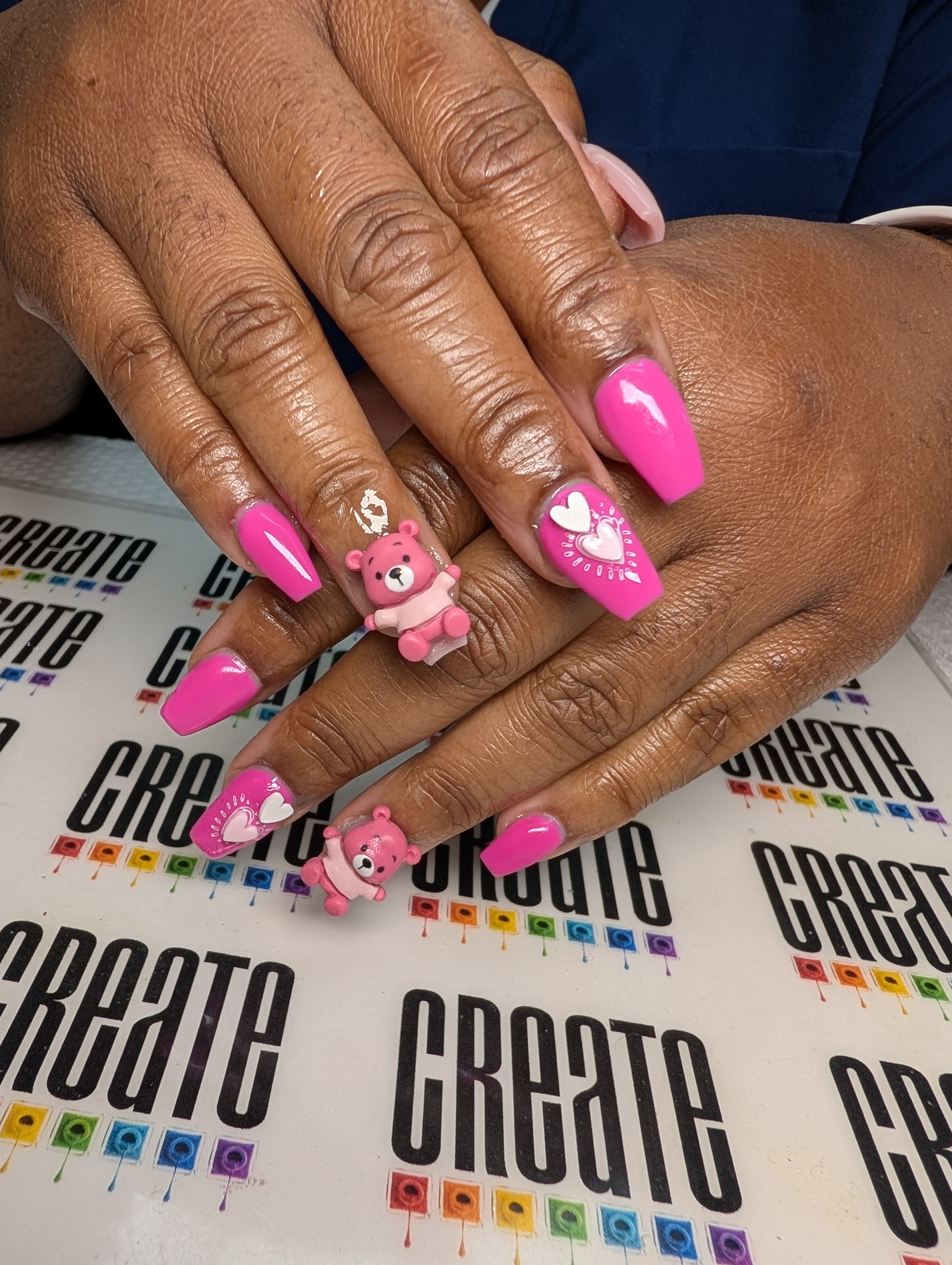 Short square nails.